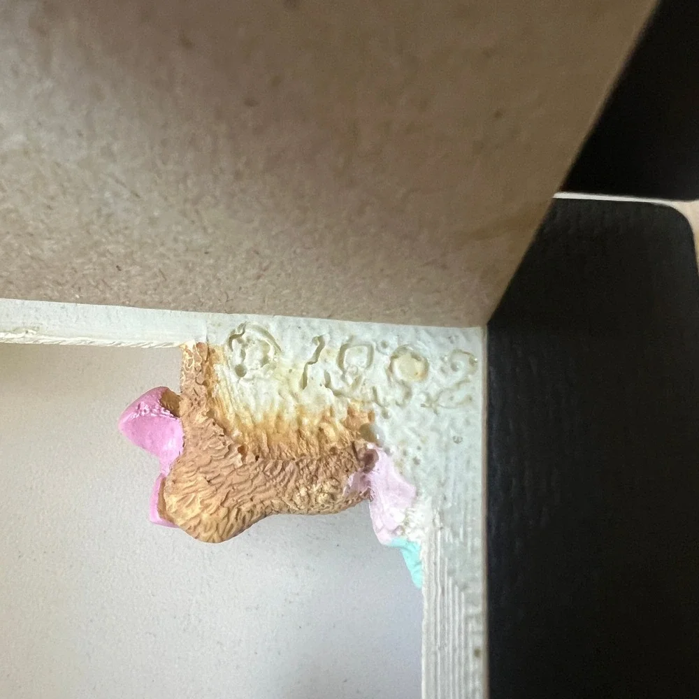 Vintage 1992 Teddy Bear Picture Frame 2.5x3.5 Resin Baby Nursery Photo Frame